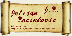 Julijan Mačinković vizit kartica